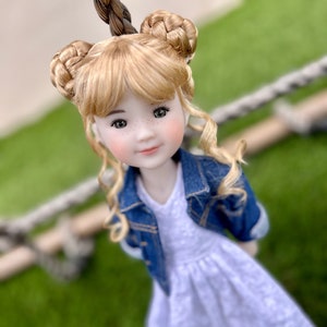 Custom doll WIG Exclusive Vegan Mohair-fits 8-9" head size Kaye Wiggs, RRFF, Meadowdolls Dumplings , bjd, "Stretch Fit"