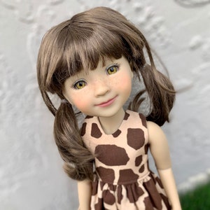 Custom doll WIG Exclusive Vegan Mohair-fits 9-10" head size Kaye Wiggs, RRFF, wellie wishers, bjd, Girl for All Time"Loose Fit"  pigtails