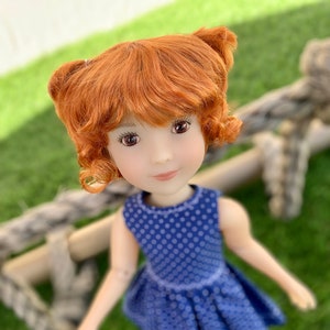 ZAMÓW W PRZEDSPRZEDAŻY PERUKĘ na zamówienie na głowę 13" Dianna Effner Little Darling, rozmiar 7-8" Siblies, Ellowyne, My Meadow Avery, Mini Pal Maru, „Stretch Cap”