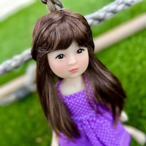 ZAMÓW W PRZEDSPRZEDAŻY zazou Custom WIG na głowę 13" Dianna Effner Little Darling, rozmiar 7-8" Siblies, Ellowyne, My Meadow Avery, "Stretch Cap" »