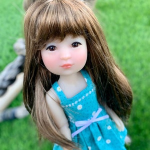 Peruka Zazou Custom na głowę 13" Dianna Effner Little Darling, rozmiar 7-8" Siblies, Ellowyne, My Meadow Avery, Liz Frost "Stretch Cap"