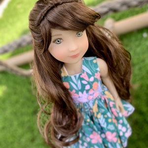 Peruka Zazou Custom na głowę 13" Dianna Effner Little Darling, rozmiar 7-8" Siblies, Ellowyne, My Meadow Avery, Mini Pal, "Stretch Cap"