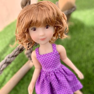 Peruka na zamówienie na głowę 13" Dianna Effner Little Darling, rozmiar 7-8" Siblies, Ellowyne, My Meadow Avery, Mini Pal, "Stretch Cap"