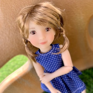ZAMÓW W PRZEDSPRZEDAŻY PERUKĘ na zamówienie na głowę 13" Dianna Effner Little Darling, rozmiar 7-8" Siblies, Ellowyne, My Meadow Avery, Mini Pal Maru, „Stretch Cap”