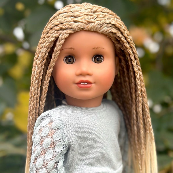 11" Custom Doll Wig Deluxe Heat safe fibers for 18" American Girl Dolls, My Life OG Journey Braided AA Wig !!! DYED Ombre