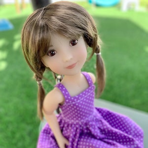 Peruka na zamówienie na głowę 13" Dianna Effner Little Darling, rozmiar 7-8" Siblies, Ellowyne, My Meadow Avery, Mini Pal Maru "Stretch Cap"