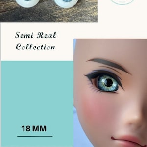 Semi Real Smart Doll Eyes  doll eye replacement, 18 mm fits Smart doll Monday Sculpt, BJD, Volks Dollfie Dream, MDD,  and similar