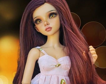Custom doll Wig for Minifee 1/4 BJD Dolls- "TAN Caps" 6-7" head size of Bjd, msd, Boneka ,Fairyland Minifee dolls mohair
