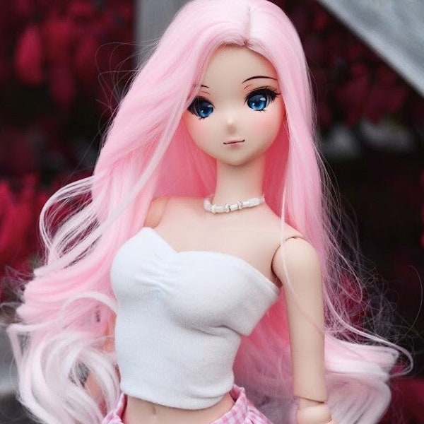 Custom doll WIG for Smart Dolls- Heat Safe - Tangle Resistant- 8.5" head size of Bjd, SD, Dollfie Dream dolls Pink ombre