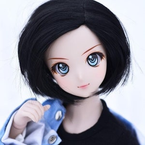 Zazou Dolls Custom doll Wig for Smart Dolls - Tangle Resistant- 8.5&quot; head size of Bjd, SD, Dollfie Vegan Mohair Asymmetrical bob