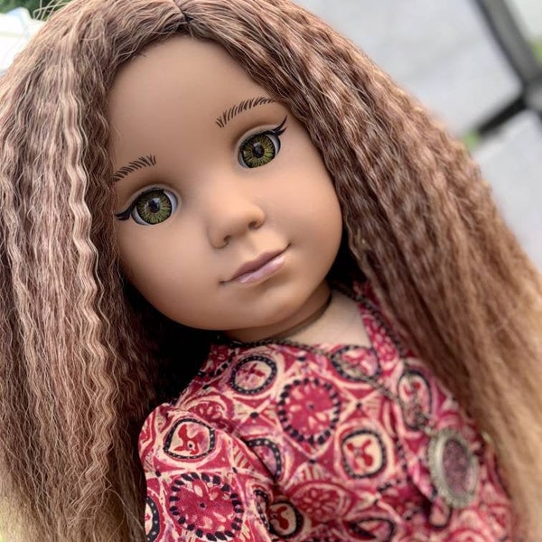 Custom doll wig for 18" American Girl Dolls Tangle Resistant-fits 11" head size of 18" dolls OG Journey Gotz Textured Ombre AA!