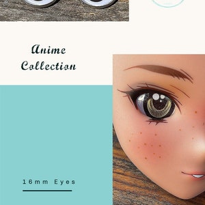 Anime Glass Doll Eyes for smart Dolls, doll eye replacement, 16 mm Fit BJD, Smart Dolls, Volks Dollfie Dream, MDD and similar Follow me gold