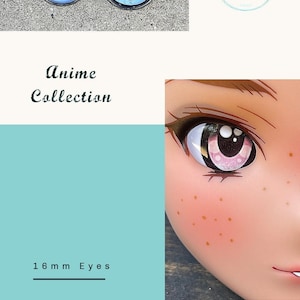 Anime Glass Doll Eyes for smart Dolls, doll eye replacement, 16 mm Fit BJD, Smart Dolls, Volks Dollfie Dream, MDD and similar Pink