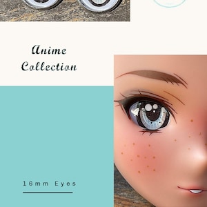 Anime Glass Doll Eyes for smart Dolls, doll eye replacement, 16 mm Fit BJD, Smart Dolls, Volks Dollfie Dream, MDD and similar blue
