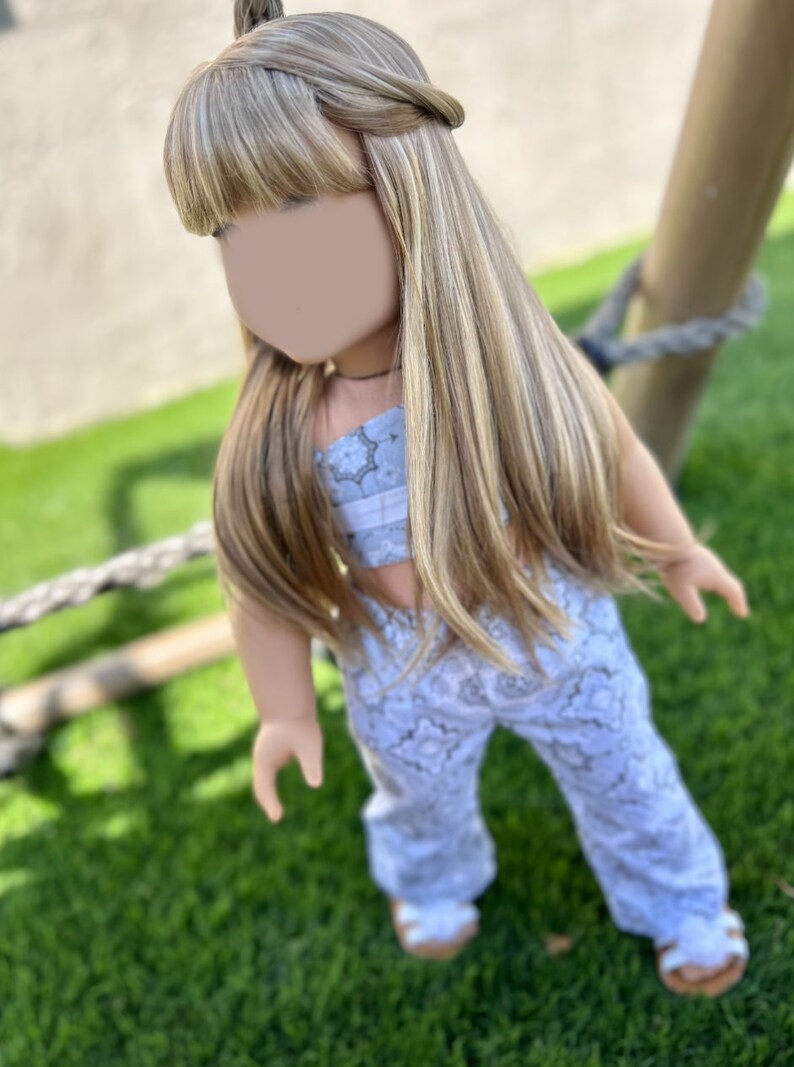 PREVENTA Fibra vegana de mohair™ Zazou Signature para muñeca de 18 pulgadas - Tamaño de cabeza de 11" "Gorro elástico" / Hecho para adaptarse a la muñeca American Doll OG Meadowdolls de 18" imagen 3