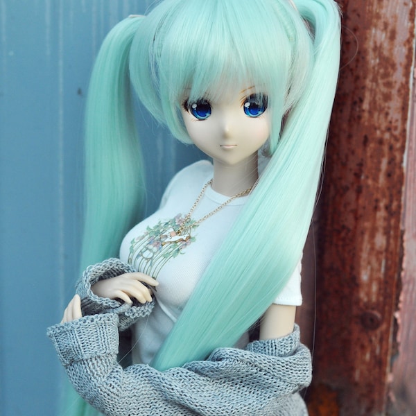 Custom doll Wig for Smart Dolls- "TAN CAPS" 8.5" head size of Bjd, SD, Dollfie Dream dolls Mint Hatsune miku limited