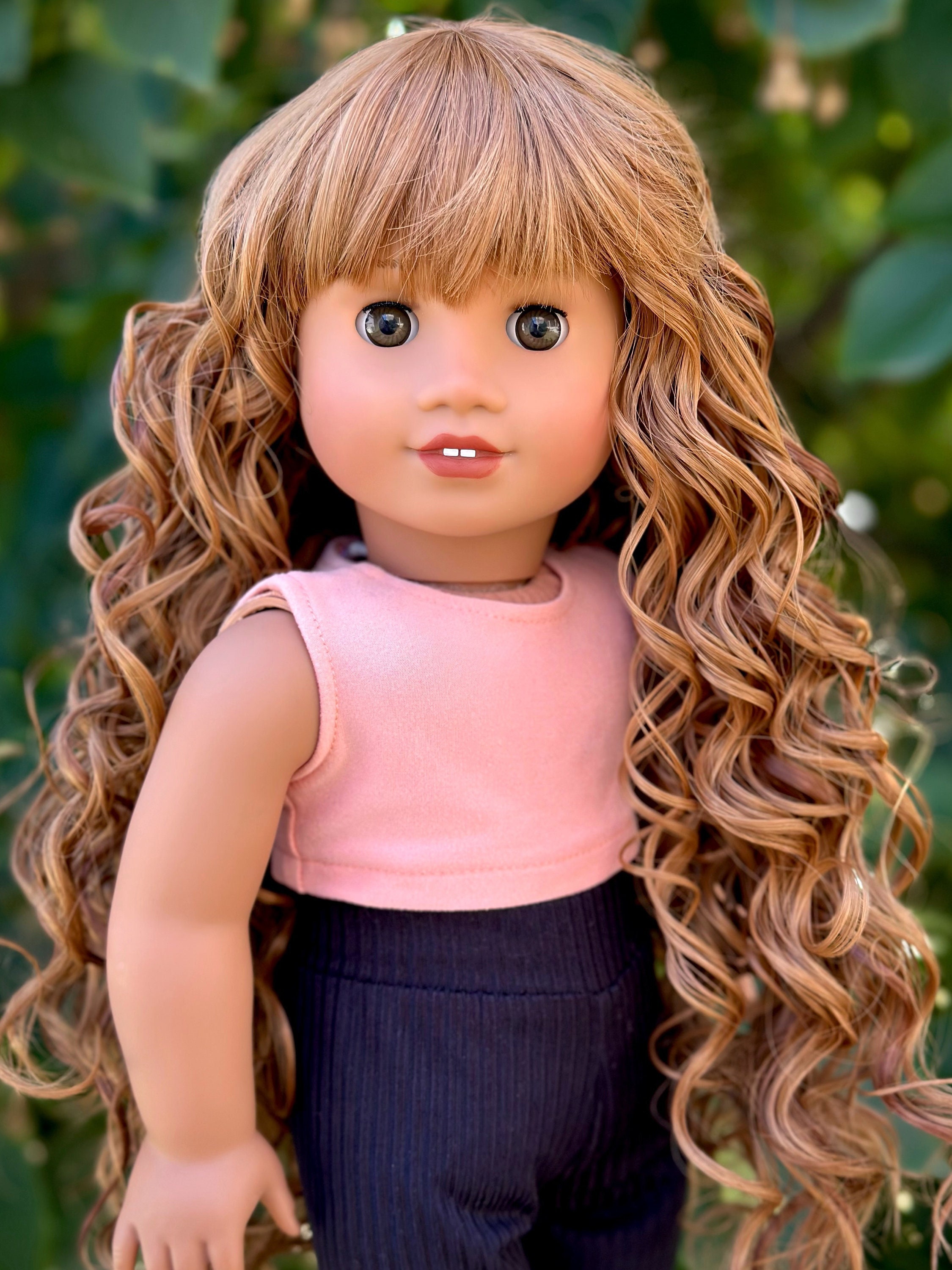 18 Inch DIY Custom Replacement Hair - Fancy Curly Style, girl Doll DIY Making  Supplies Accessories , Brown 