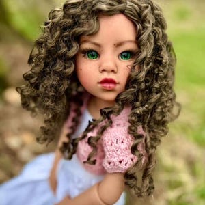 PREORDER Zazou Custom 18 Inch doll Vegan Mohair Wig | 10-11 Head Size "Stretch Cap" | Made to Fit 18’’ American Doll OG Meadowdolls