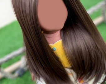 May include: A brown wig for a doll with long, straight hair.
