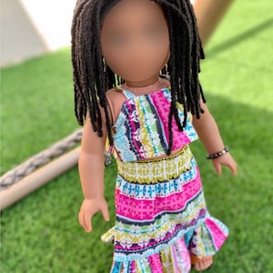 PREORDER Custom doll wig for 18" American Doll Dolls-Heat Safe-Tangle Resistant-fits 11" head of 18" dolls  Journey AA black Marley locs