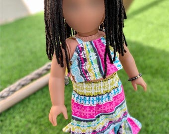 PREORDER Custom doll wig for 18" American Doll Dolls-Heat Safe-Tangle Resistant-fits 11" head of 18" dolls  Journey AA black Marley locs