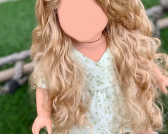PREORDER Zazou  Custom 18 Inch doll Vegan Mohair Wig | 10-11 Head Size "Stretch Cap" | Made to Fit 18’’ American Doll OG Meadowdolls