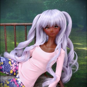 Custom doll WIG for Smart Dolls- Heat Safe - Tangle Resistant- 8.5&quot; head size of Bjd, SD, Dollfie Dream dolls Periwinkle Blue