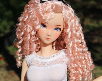 Zazou Dolls Custom doll Wig for Smart Dolls - Tangle Resistant- 8" head size of Bjd, SD, Pink curls