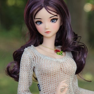 PREORDER Zazou Dolls Custom doll Wig for Smart Dolls - Tangle Resistant 7-8&quot; head size of Bjd, SD, Plum color