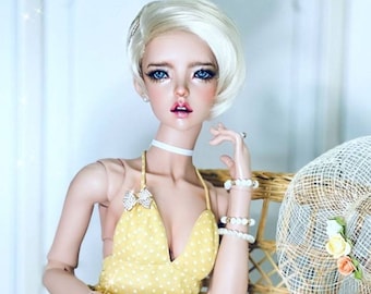 PREORDER Zazou Dolls Custom doll Wig for Smart Dolls- Tangle Resistant- 7-8" head size of Bjd, SD  dolls blonde Vegan Mohair