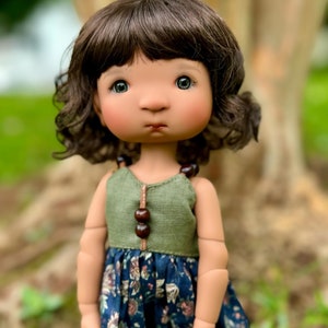 Peruka Zazou Custom na głowę 13" Dianna Effner Little Darling, rozmiar 7-8" Siblies, Ellowyne, Meadowdolls Dumplings, Mini Pal "Stretch Cap"