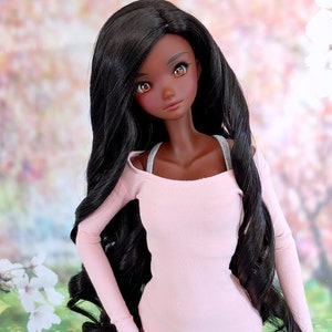 PREORDER Custom doll Wig for Smart Dolls- &quot;Tan Caps&quot; 8.5&quot; head size of Bjd, SD, Dollfie Dream dolls Zazou Dolls &quot;Loose fit&quot; black curls