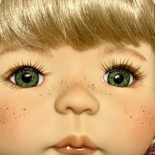 Natural 16mm Oval Glass Doll Eyes , realistic doll eyes, doll eyes replacement, Fits Mymeadow Moppets and LL dolls wellie wishers ZazouDolls
