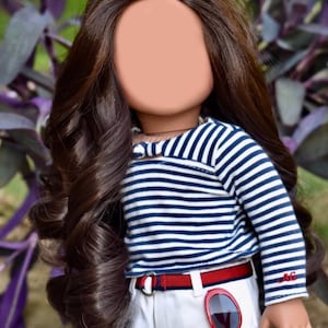 Custom doll wig for 18" American Doll- Heat Safe - Tangle Resistant-fits 11" head size of 18" dolls OG  BJD Gotz  Dark Brown Zazou