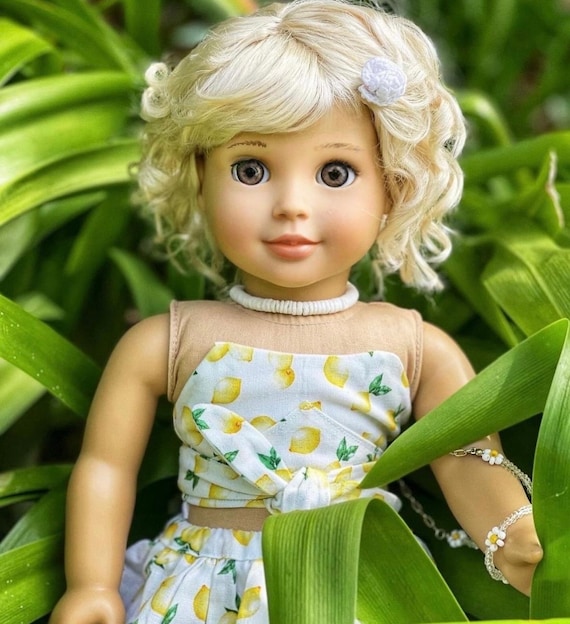 PREORDER Zazou Dolls Custom 18 Inch doll blonde Wig | 11-12" Head Size "Stretch Cap" | Made to Fit 18’’ American Doll OG Meadowdolls Ardyn
