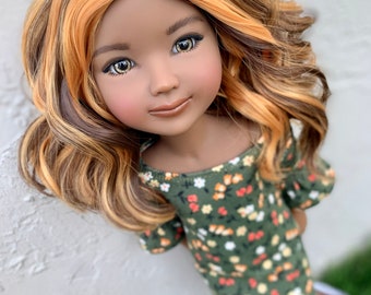 Custom doll WIG for 14" Dolls - Heat Safe-Tangle Resistant-fits 8-9" head size Meadowdolls Dumplings, Ruby Red Fashion Friends "Snug Fit"