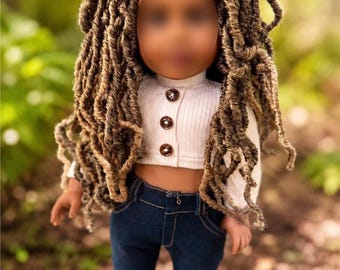 Zazou Custom doll wig for 18" American Doll Dolls-Heat Safe -Tangle Resistant-fits 10-11" head size of 18" dolls OG  Gotz AA butterfly Locs