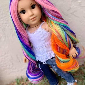 Custom doll wig for 18" American Girl Dolls - Heat Safe - Tangle Resistant - fits 11" head size of 18" dolls OG Blythe BJD Zazou Dolls