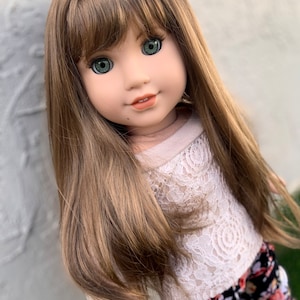 Custom doll wig for 18" American Girl Dolls - Vegan Mohair - fits 10-11" head size "Stretch Cap"  Blythe BJD  meadowdolls Zazou