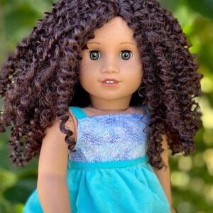 Zazou Dolls Custom doll wig for 18" American Girl Dolls-Heat Safe-Tangle Resistant-fits 11" head of 18" dolls  Journey dolls 3C Curls