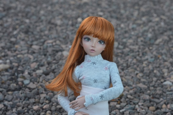 Custom doll Wig for Minifee 1/4 Bjd Dolls- "TAN CAPS" 6-7" head size of Bjd, msd, Boneka ,Fairyland Minifee dolls mohair red