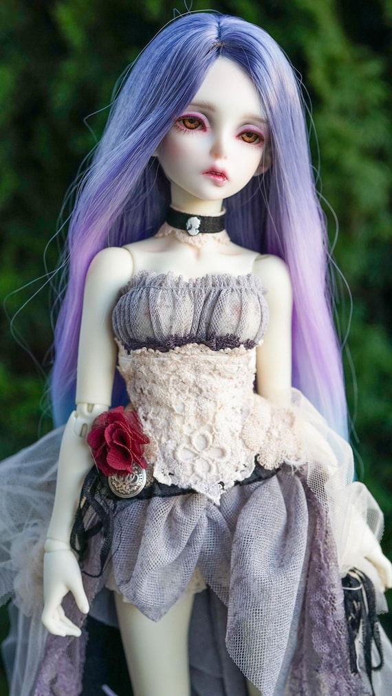 Ligth marrom cor anime estilo peruca para 1/3 bjd bonecas kawaii