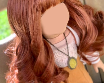 Custom doll wig for 18" American Doll- Heat Safe - Tangle Resistant - fits 11" head size of 18" dolls Blythe BJD Gotz auburn Zazou