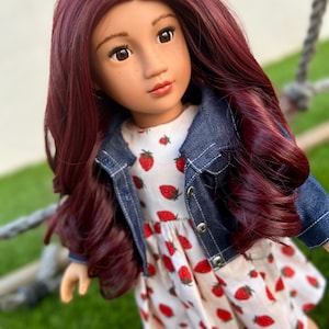 Custom doll wig for 18" American Dolls - Heat Safe - Tangle Resistant - fits 11" head size of 18" dolls OG Gotz red curls  Zazou Dolls