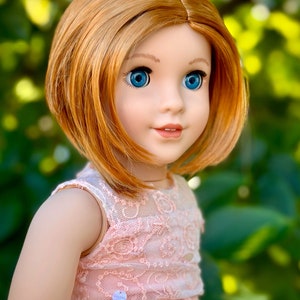 Custom doll wig for 18" American Girl Dolls - Vegan Mohair - fits 10-11" head size "Stretch Cap" asymmetrical bob BJD  meadowdolls