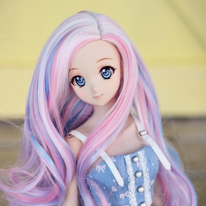 Custom doll WIG for Smart Dolls- Heat Safe - Tangle Resistant- 8.5&quot; head size of Bjd, SD, Dollfie Dream dolls Rainbow pastels