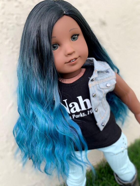 Perruque de poupée DYED OMBRE personnalisée pour poupée American Girl de 18  pouces résistante à la