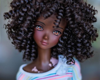 PREORDINA Parrucca personalizzata per bambole intelligenti - Resistente al calore - Resistente ai grovigli - Testa da 8,5" per bambole BJD, SD, Dollfie Dream Bambole Zazou marrone scuro