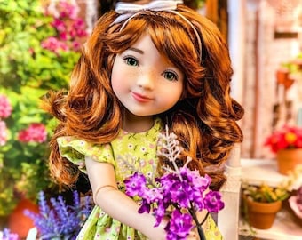PREORDER Custom doll WIG Exclusive Vegan Mohair-fits 9-10&quot; head size Kaye Wiggs, RRFF, Wellie Dolls, bjd, Girl for All Time&quot;Loose Fit&quot; red