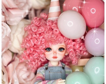 Custom doll Wig for Minifee 1/4 BJD Dolls- "TAN CAPS" 6-7" head size of Bjd, msd, Boneka ,Fairyland Minifee dolls Pink Curls Zazou Dolls